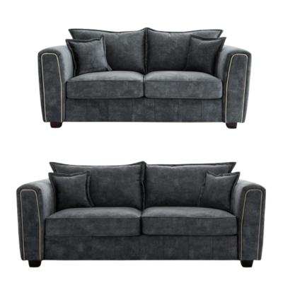 Serena Sofa Set - Charcoal Black Fabric - 3+2 Seater