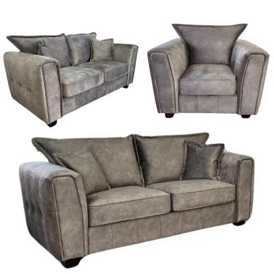 Serena Sofa Set - Mocha Brown Fabric - 3+2+1 Seater