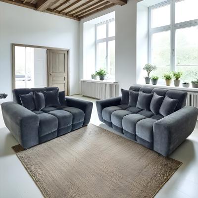 Jacob Sofa Set - Black Fabric - 3+2 Seater