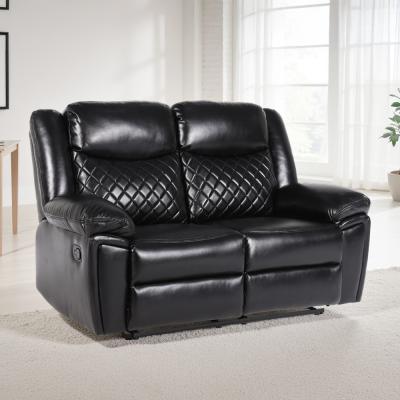 Myra Manual Recliner Sofa - Black Faux Leather - 2 Seater