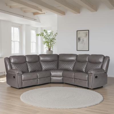 Myra Manual Recliner Corner Sofa - Grey Faux Leather