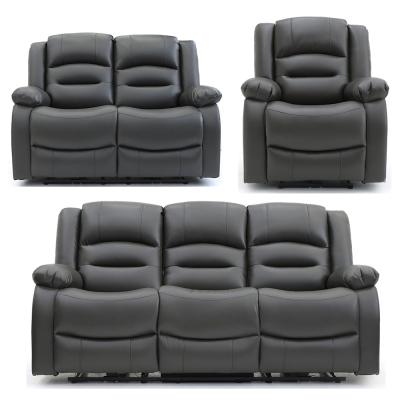 Alva Electric Recliner Sofa Set - Grey Faux Leather - 3+2+1 Seater