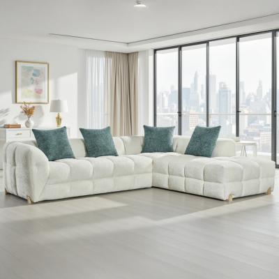 Genoa Corner Sofa - Beige Fabric - RHF