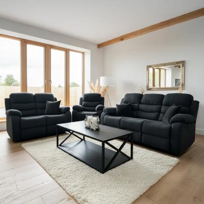 Stanley Manual Recliner Sofa Set - Black Fabric - 3+2+1 Seater