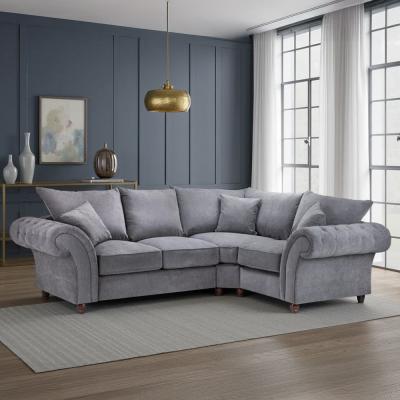 Windsor Corner Sofa - Grey Fabric - Fullback - RHF