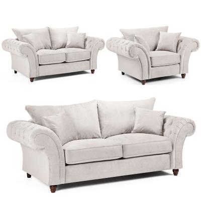 Windsor Sofa Set - Stone Fabric - Fullback - 3+2+1 Seater