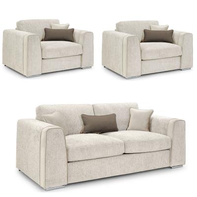 Naples Sofa Set - Beige Fabric - 3+1+1 Seater