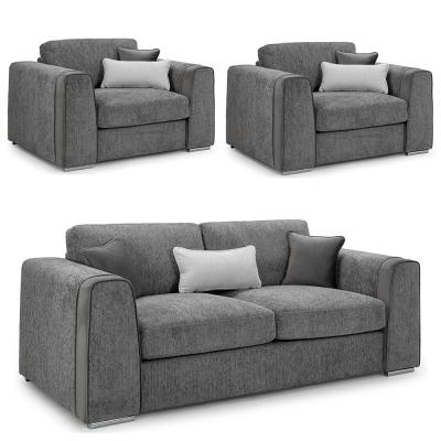 Naples Sofa Set - Grey Fabric - 3+1+1 Seater