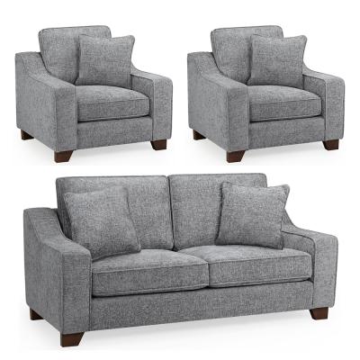 Nebraska Sofa Set - Slate Grey Fabric - 3+1+1 Seater
