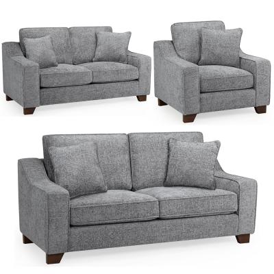 Nebraska Sofa Set - Slate Grey Fabric - 3+2+1 Seater