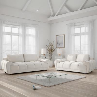 Azzuro Sofa Set - Cream Velvet Fabric - 3+2 Seater