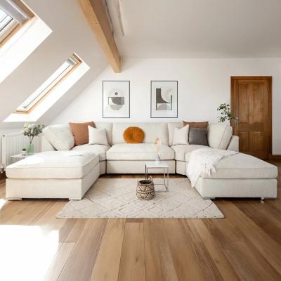 Inga U Shape Corner Sofa - Beige Fabric - Fullback