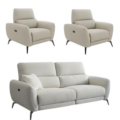 Sorrento Electric Recliner Sofa Set - Beige Fabric - 3+1+1 Seater