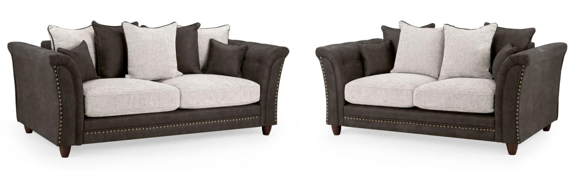 Bella Brown Faux Leather 3+2 Seater Sofa