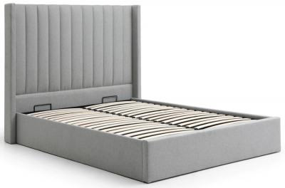 Product photograph of Emerson Athena Grey Velvet Fabric Multi-lift Ottoman Storage Bed from Choice Furniture Superstore