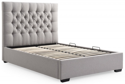 Product photograph of Kyoto Elisa Grey Upholstered Ottoman Storage Bed from Choice Furniture Superstore