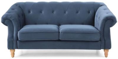 Celeste Ink Blue Velvet Fabric 3 Seater Chesterfield Sofa