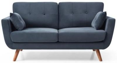 Product photograph of Oslo Athena Ink Blue Velvet Fabric 2 Seater Sofa from Choice Furniture Superstore