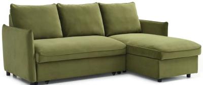 Product photograph of Blaire Athena Olive Green Velvet Fabric Corner Sofa Bed from Choice Furniture Superstore