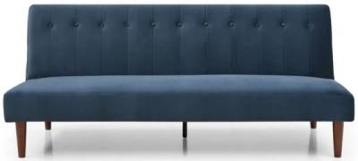 Corin Athena Ink Blue Velvet Fabric 3 Seater Futon Sofa Bed