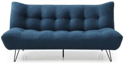 Lux Themis Blue Soft Textured Weave Futon 2 Seater Sofa Bed