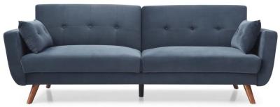 Product photograph of Oslo Athena Ink Blue Velvet Fabric 4 Seater Sofa Bed from Choice Furniture Superstore