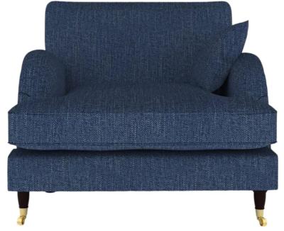 Image of Darcy Navy Blue Herringbone Fabric Cuddle Chair