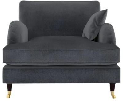 Darcy Grey Velvet Fabric Cuddle Chair