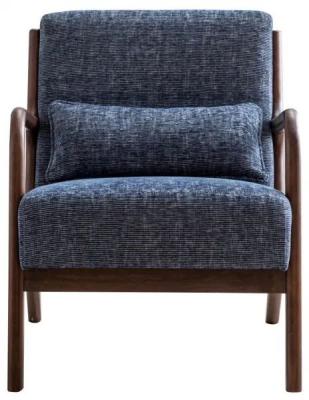 Product photograph of Inca Leto Navy Blue Woven Chenille Fabric Armchair from Choice Furniture Superstore