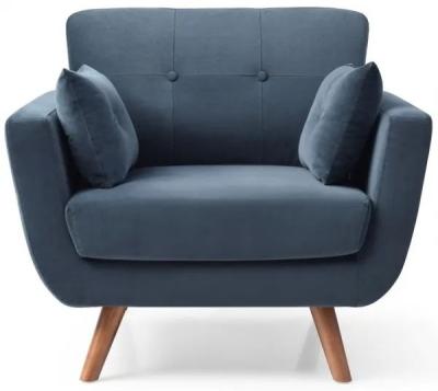 Product photograph of Oslo Athena Ink Blue Velvet Fabric Tub Chair from Choice Furniture Superstore