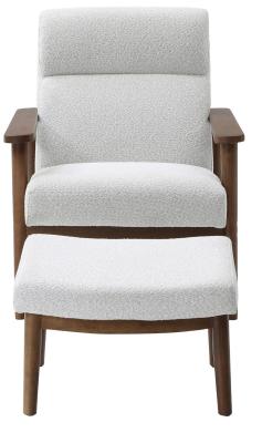 Isaac Maia Boucle Natural Fabric Armchair With Footstool