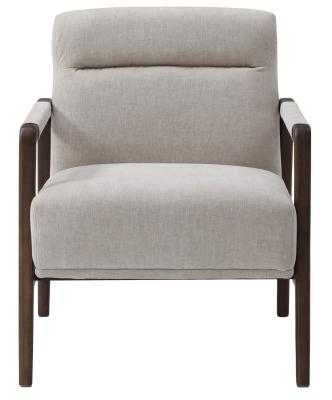 Olivia Hemera Soft Natural Chenille Fabric Armchair