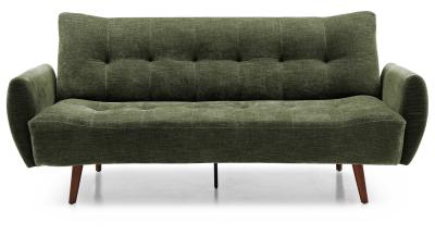 Alex Olive Green Fabric 3 Seater Click Clack Sofa Bed