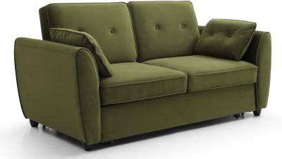 Willow Olive Green Velvet Fabric 2 Seater Pull Out Sofa Bed