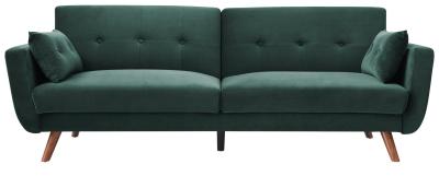 Oslo Bottle Green Velvet Fabric Click Clack 2 Seater Sofa Bed