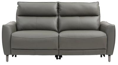 Brooke Grey Leather 3 Seater Electric Recliner Sofa