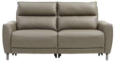 Brooke Taupe Leather 3 Seater Electric Recliner Sofa