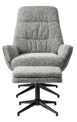 Hugo Grey Fabric Swivel Chair With Footstool