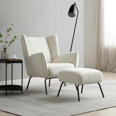 Kyoto - Zane Hermes Cream Teddy Fabric Accent Chair with Footstool thumbnail