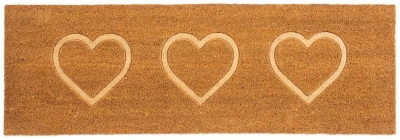 Astley Embossed Heart Natural Pvc Backed Coir Doormat 40cm X 120cm