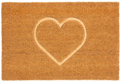 Astley Embossed Heart Natural Pvc Backed Coir Doormat 40cm X 60cm