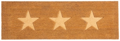 Astley Embossed Star Natural Pvc Backed Coir Doormat 40cm X 120cm