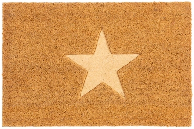 Astley Embossed Star Natural Pvc Backed Coir Doormat 40cm X 60cm