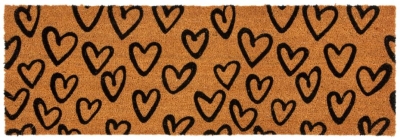 Astley Printed Handrawn Hearts Natural Pvc Backed Coir Doormat 40cm X 120cm