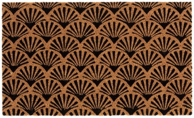 Astley Printed Scallop Deco Natural Pvc Backed Coir Doormat 45cm X 75cm