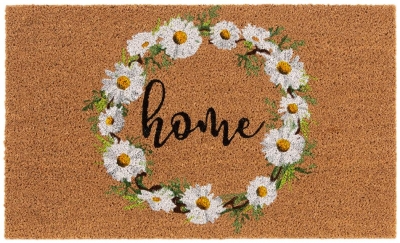 Astley Slogan Daisy Home Natural Pvc Latex Backed Coir Doormat 45cm X 75cm