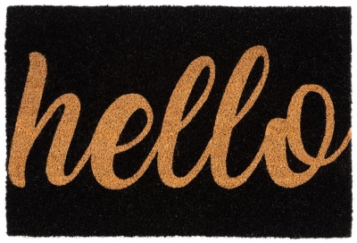 Astley Slogan Hello Natural Pvc Latex Backed Coir Doormat 40cm X 60cm