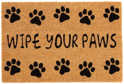 Astley Slogan Wipe Your Paws Natural Pvc Latex Backed Coir Doormat 40cm X 60cm