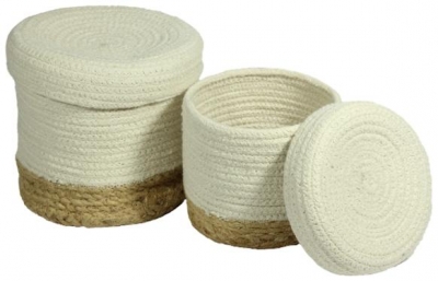 Product photograph of Balham Cream Jute Cotton Lidded Storage Nested Basket - Set Of 4 from Choice Furniture Superstore