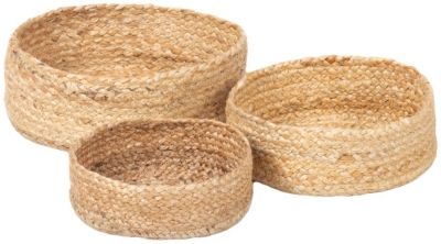 Product photograph of Bankside Natural Jute Flat Round Basket - Set Of 3 from Choice Furniture Superstore